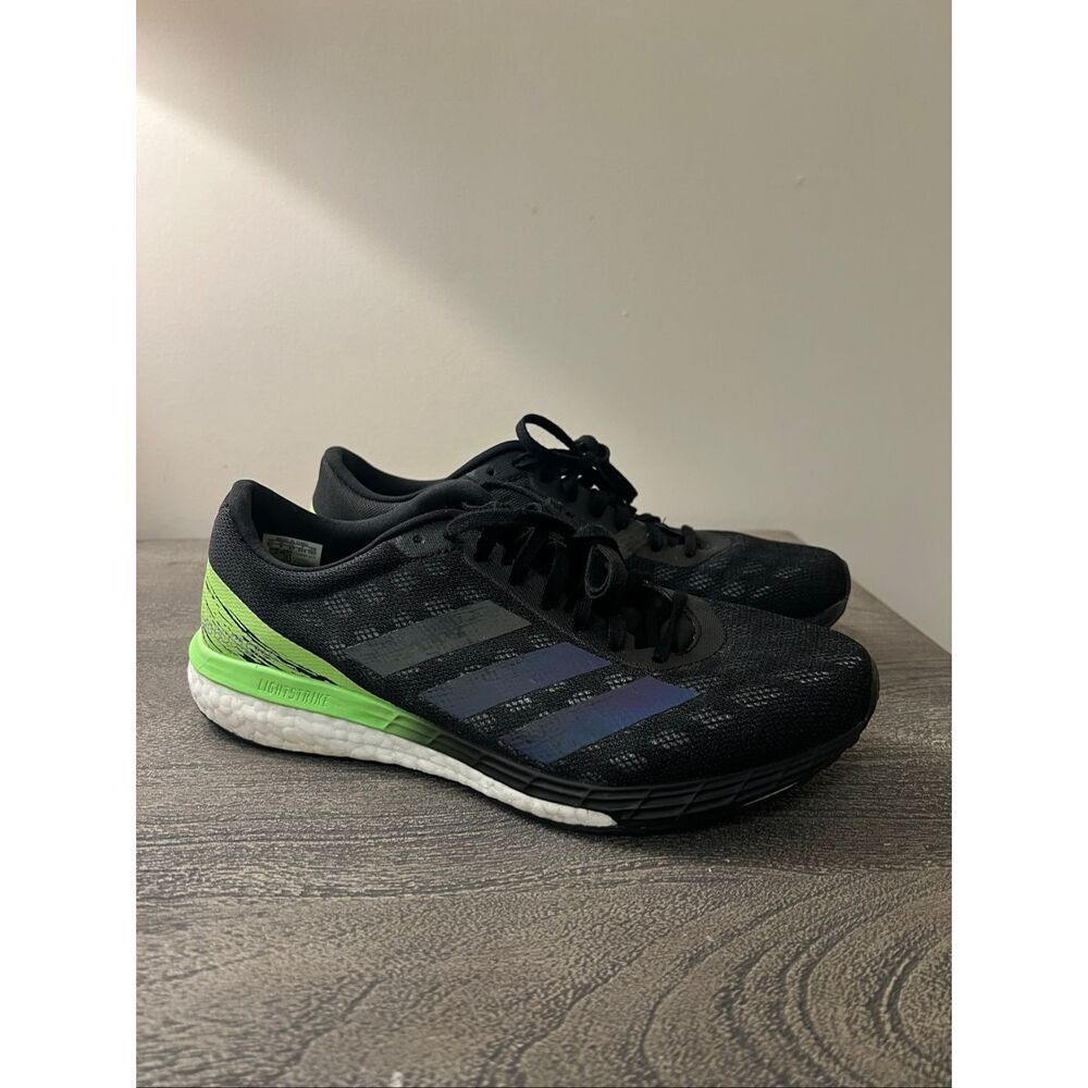 Adidas Adizero Boston 9 Black Signal Green Running Shoes Men’s Size 8.5 EG4657